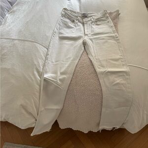 Agolde Nico high rise slim fit cut off white jean